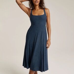 Beyond Yoga Featherweight At The Ready Square Neck Dress Size XS Navy EUC!!